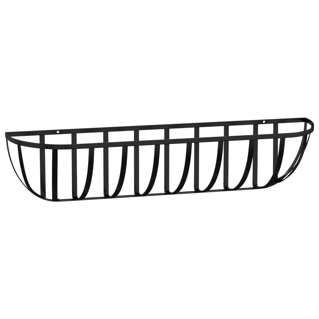 vidaXL Wall Troughs 2 pcs with Coco Liners Black 35.8"x7.9"x9.1" Steel