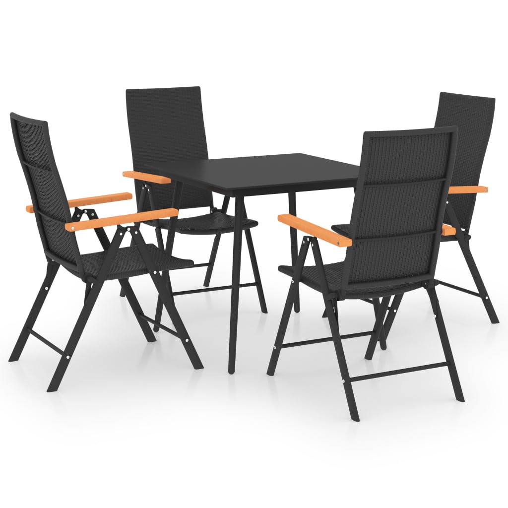 vidaXL 5 Piece Patio Dining Set Black and Brown