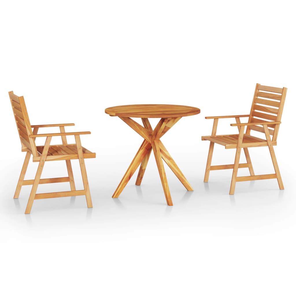 vidaXL 3 Piece Patio Dining Set Solid Wood Acacia