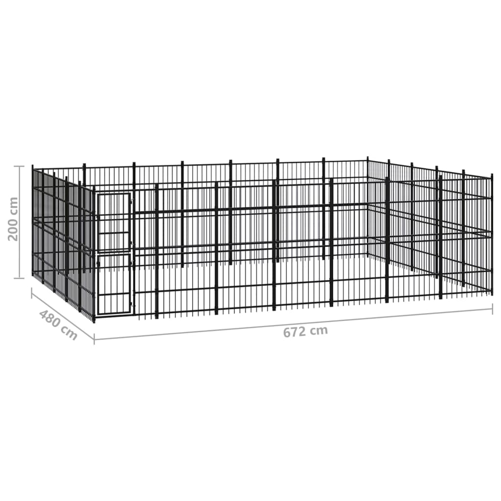 vidaXL Outdoor Dog Kennel Steel 347.2 ft²