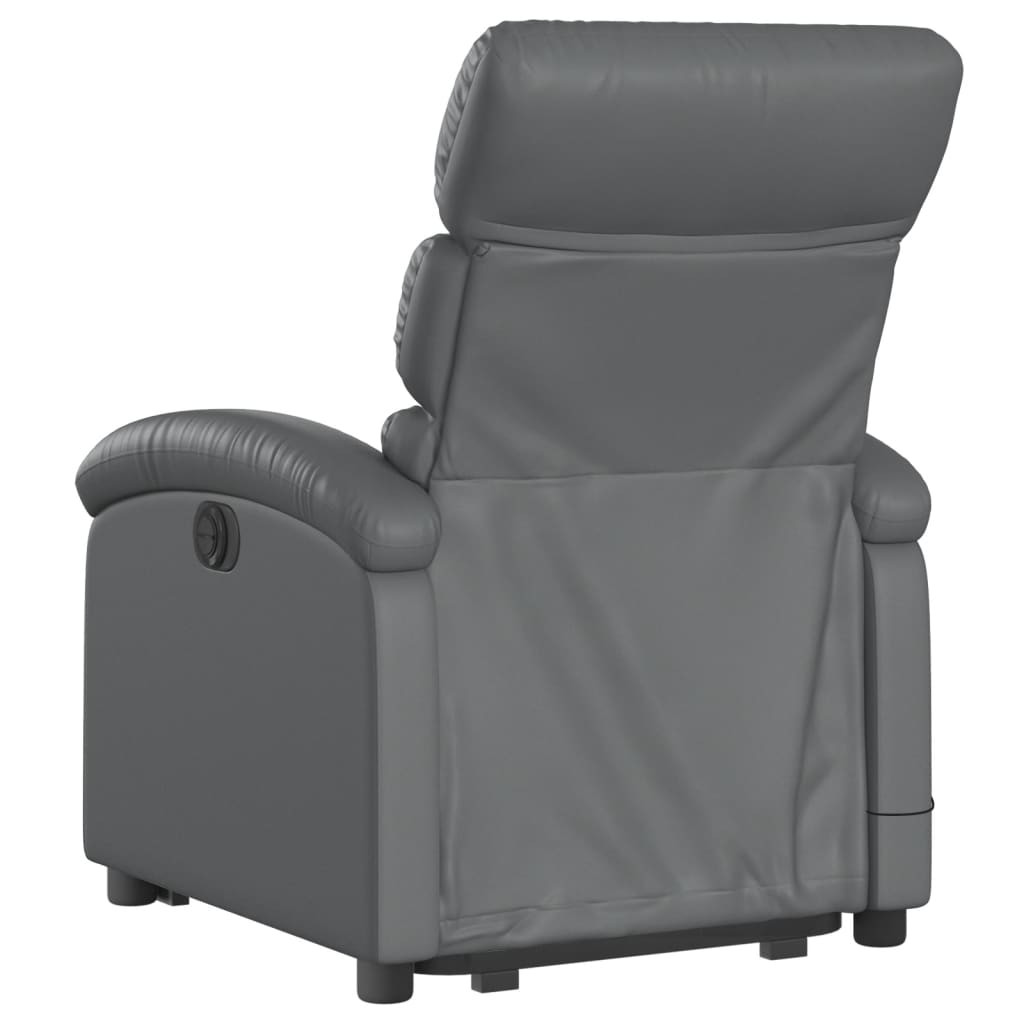 vidaXL Electric Stand up Massage Recliner Chair Gray Faux Leather