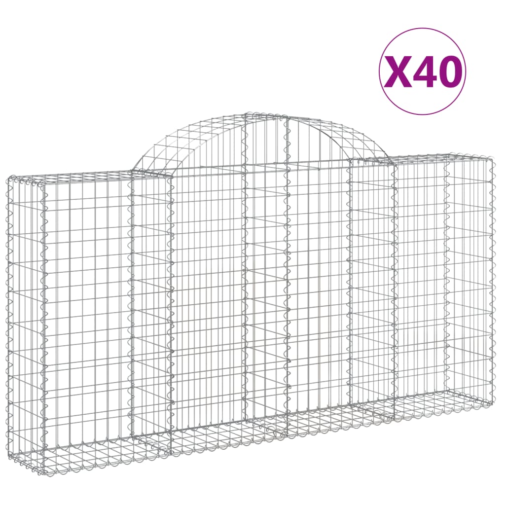 vidaXL Arched Gabion Baskets 40 pcs 78.7"x11.8"x39.4"/47.2" Galvanized Iron