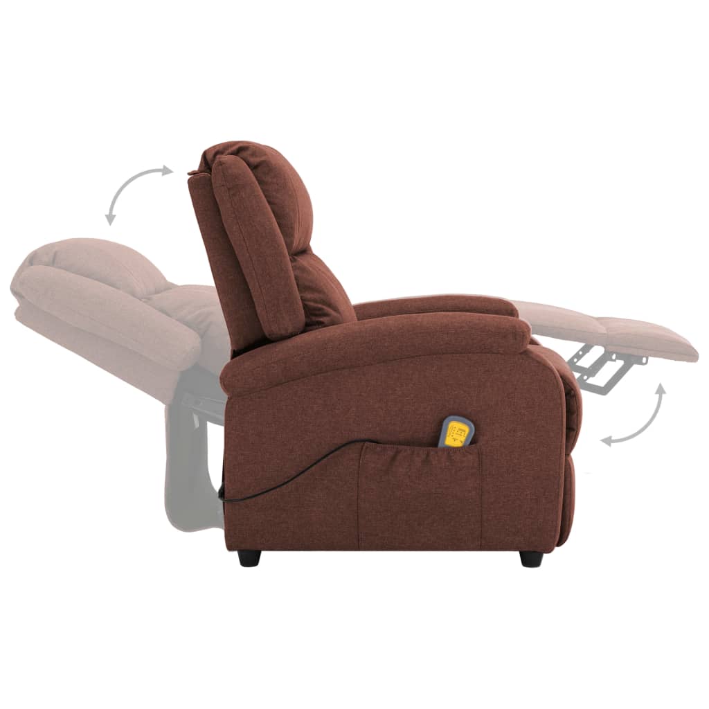 vidaXL Massage Chair Brown Fabric