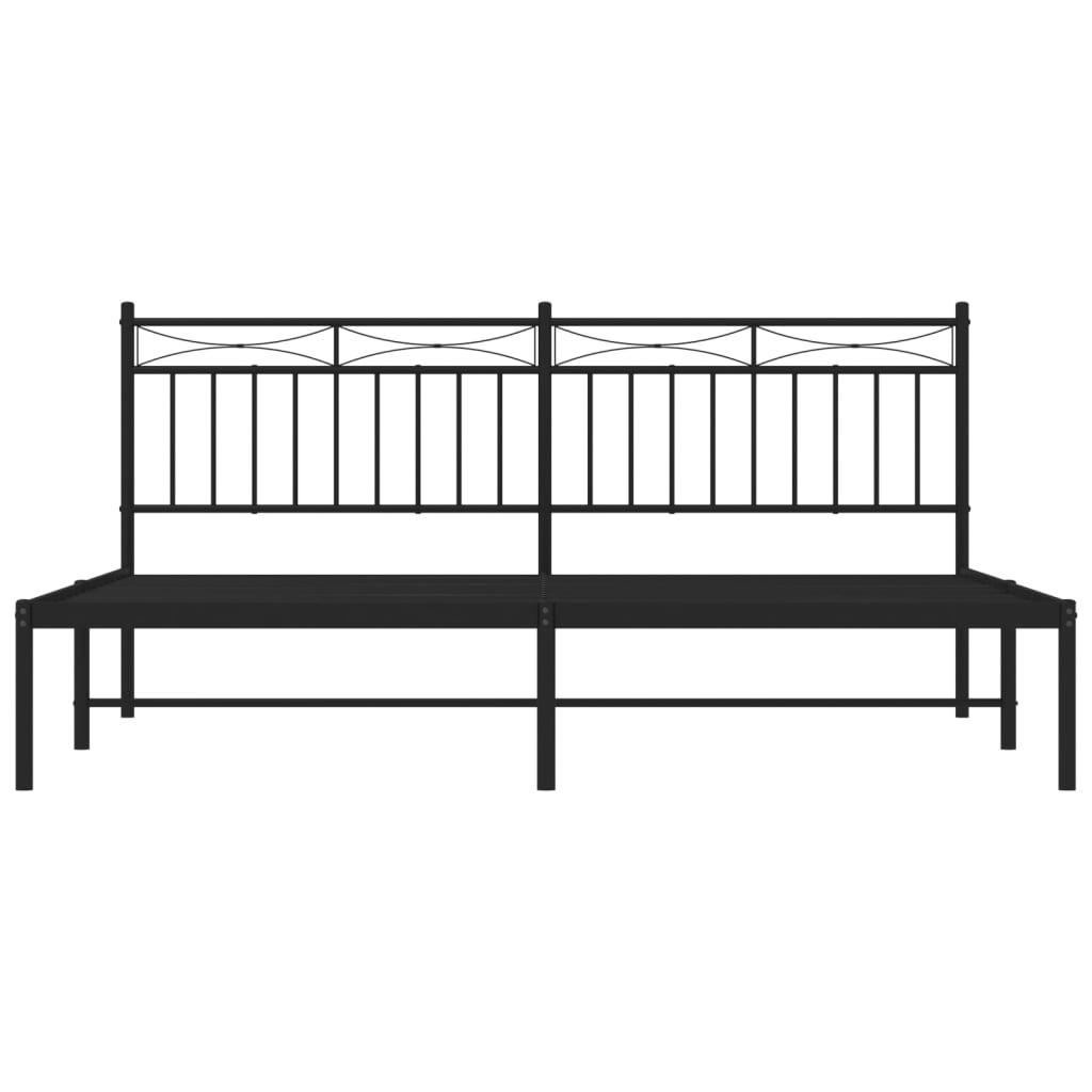 vidaXL Metal Bed Frame without Mattress with Headboard Black 72"x83.9"