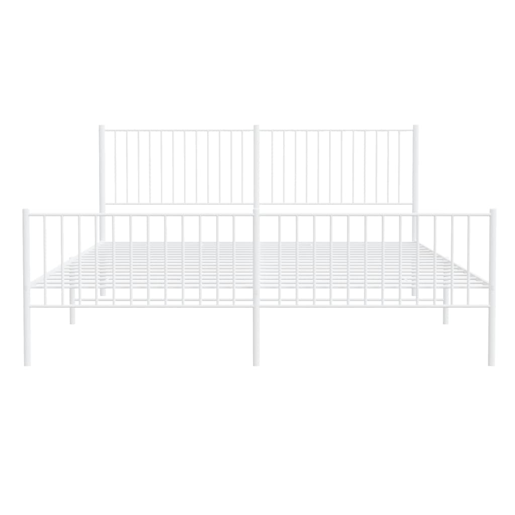 vidaXL Metal Bed Frame without Mattress with Footboard White 76"x79.9"