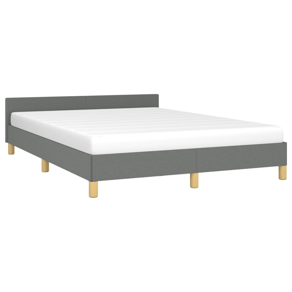 vidaXL Bed Frame with Headboard Dark Gray 59.8"x79.9" Queen Fabric