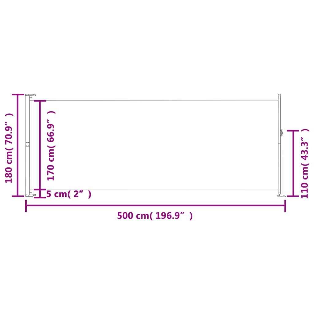 vidaXL Patio Retractable Side Awning 70.9"x196.9" Cream