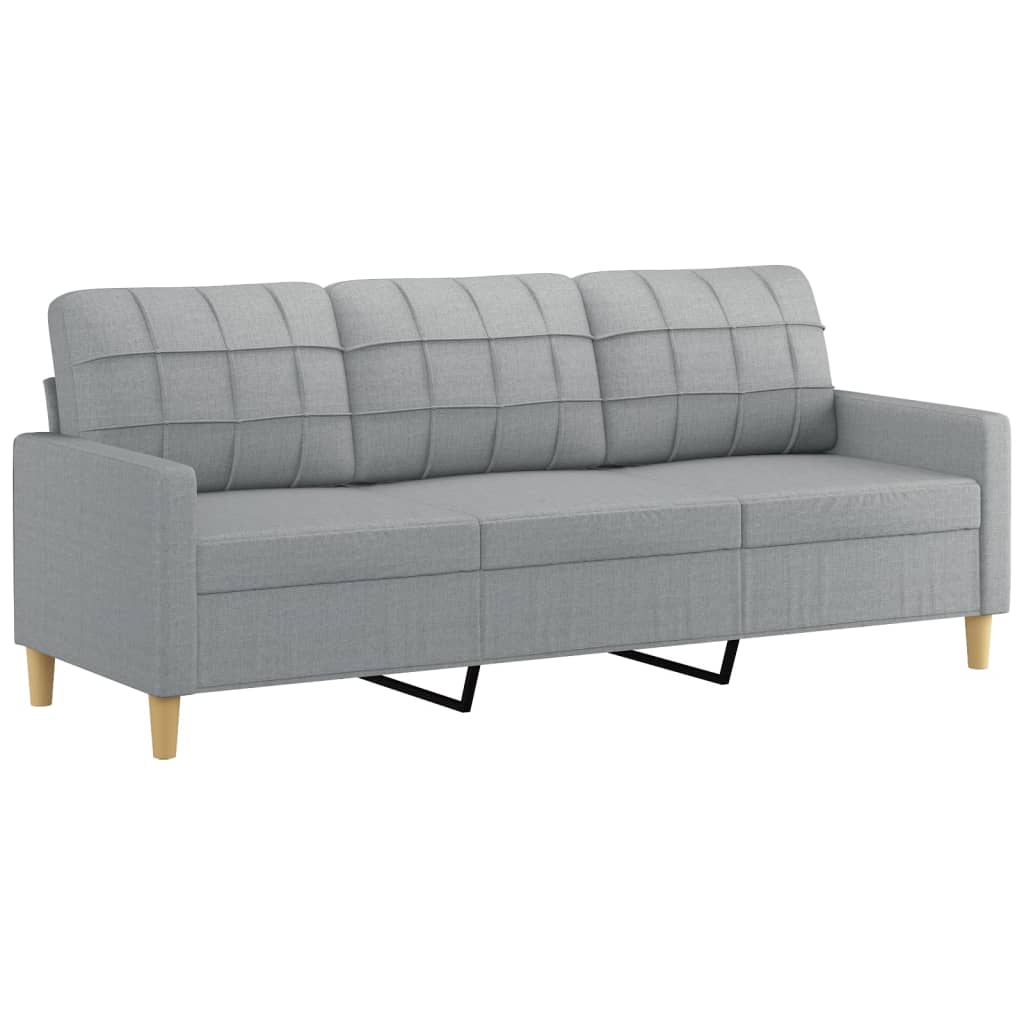 vidaXL 3-Seater Sofa with Throw Pillows Light Gray 70.9" Fabric