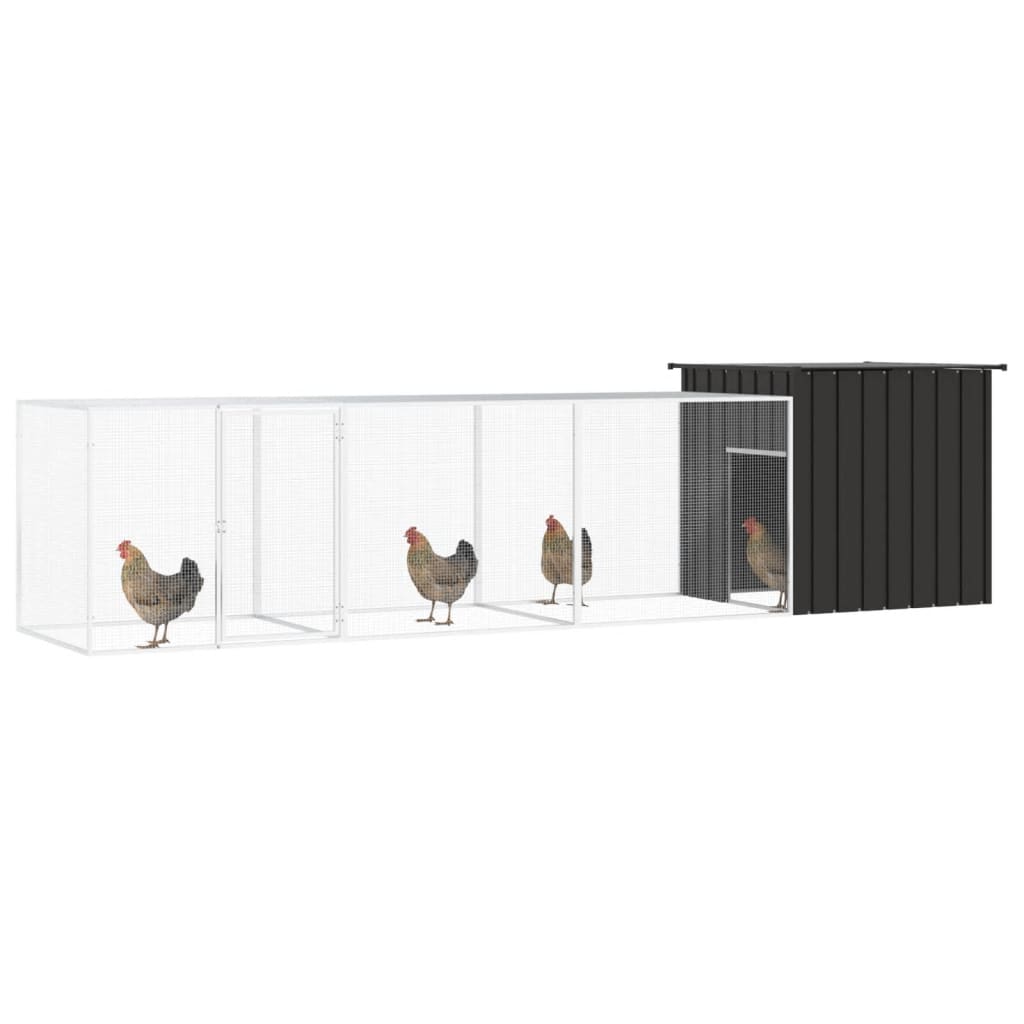 vidaXL Chicken Cage Anthracite 157.5"x35.8"x39.4" Galvanized Steel