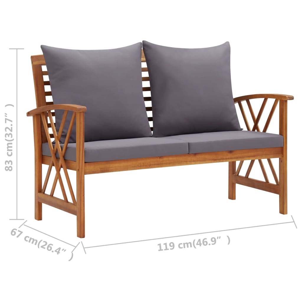 vidaXL 5 Piece Patio Lounge Set with Cushions Solid Acacia Wood