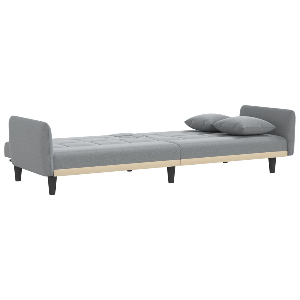 vidaXL Sofa Bed with Cup Holders Light Gray Fabric