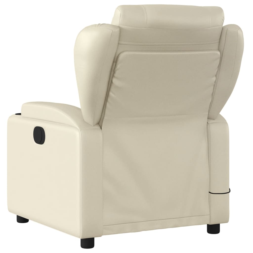 vidaXL Massage Recliner Chair Cream Faux Leather