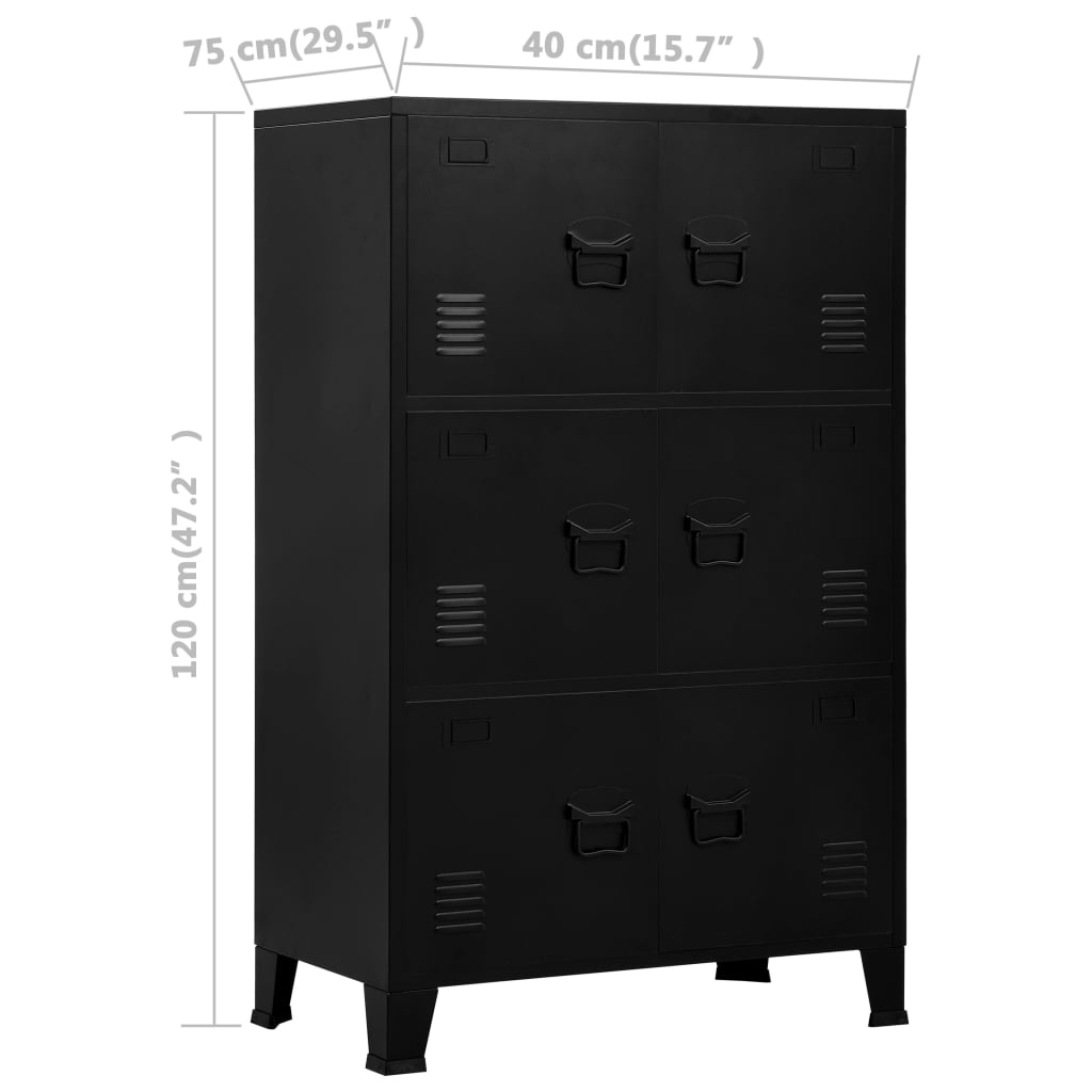 vidaXL Industrial Storage Chest Black 29.5"x15.7"x47.2" Steel