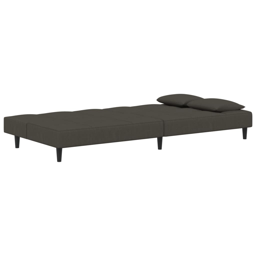 vidaXL 2-Seater Sofa Bed with Two Pillows Dark Gray Velvet