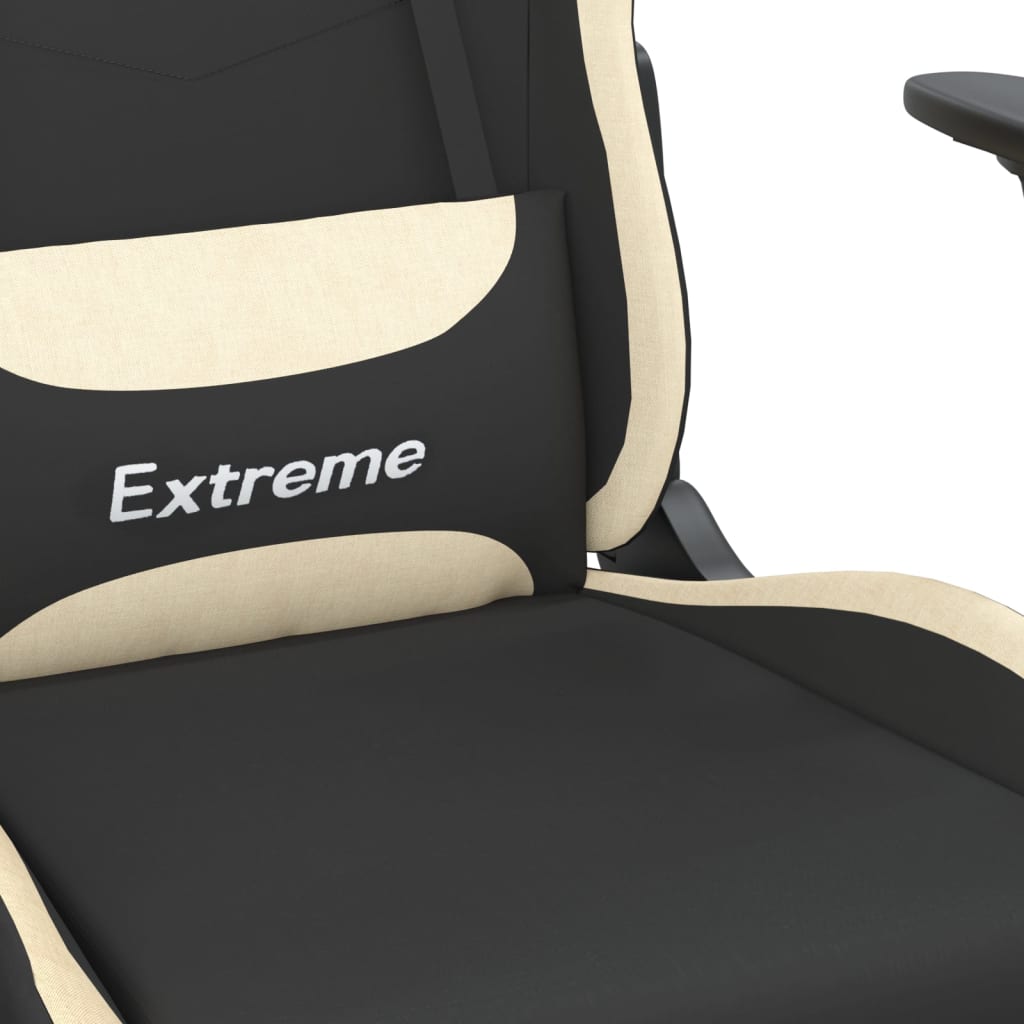 vidaXL Gaming Chair with Footrest Black and Cream Fabric