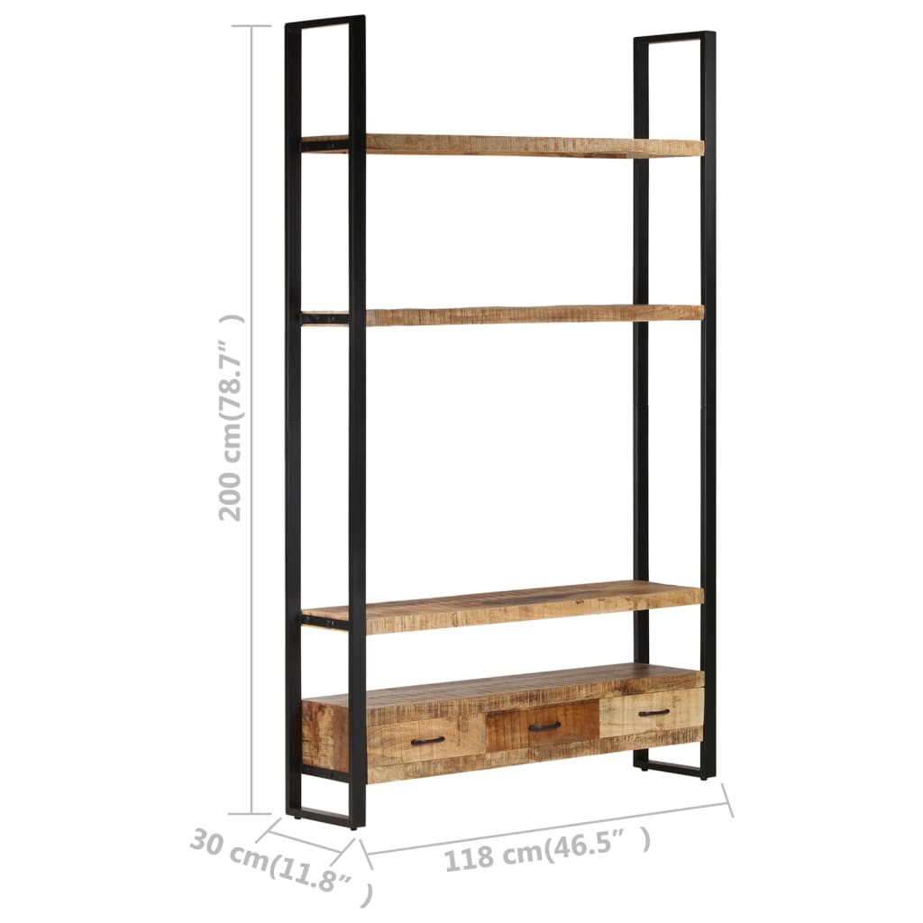 vidaXL Bookshelf 46.5"x11.8"x78.7" Solid Rough Mango Wood