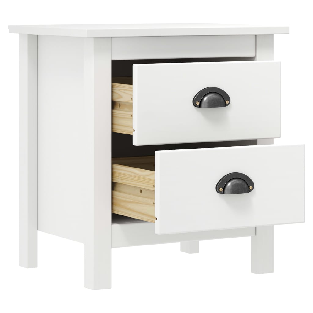 vidaXL Bedside Cabinet Hill White 18.1"x13.8"x19.5" Solid Pine Wood