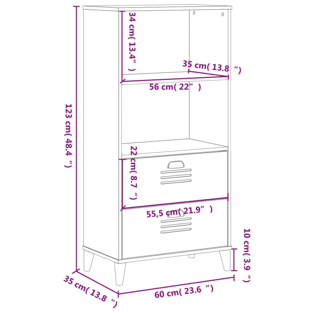 vidaXL Bookcase VIKEN White 23.6"x13.8"x48.4" Engineered Wood