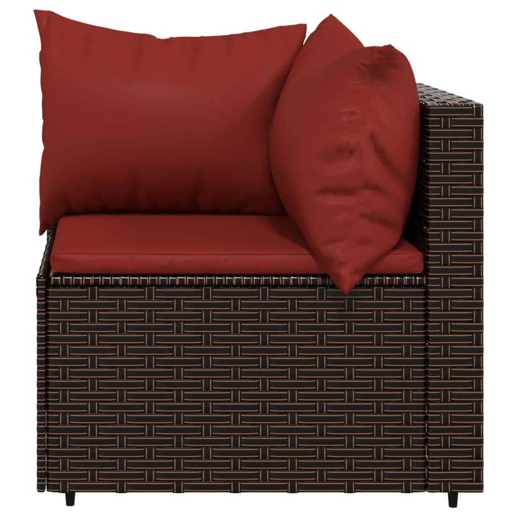 vidaXL 4 Piece Patio Lounge Set with Cushions Brown Poly Rattan