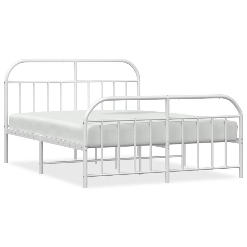 vidaXL Metal Bed Frame without Mattress with Footboard White 72"x83.9"