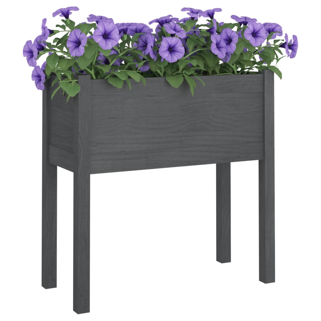 vidaXL Garden Planters 2 pcs Gray 27.6"x12.2"x27.6" Solid Wood Pine