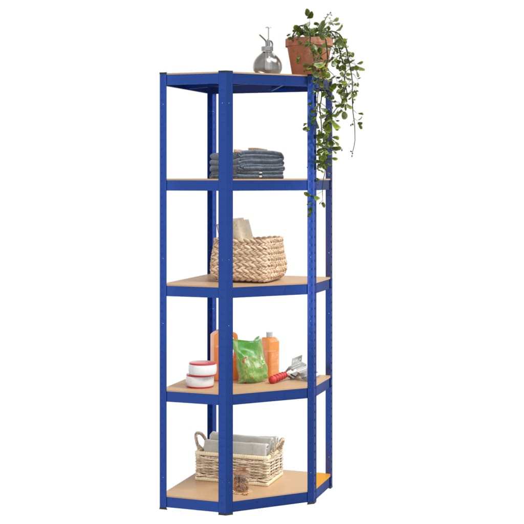 vidaXL 5-Layer Shelves 2 pcs Blue Steel&Engineered Wood