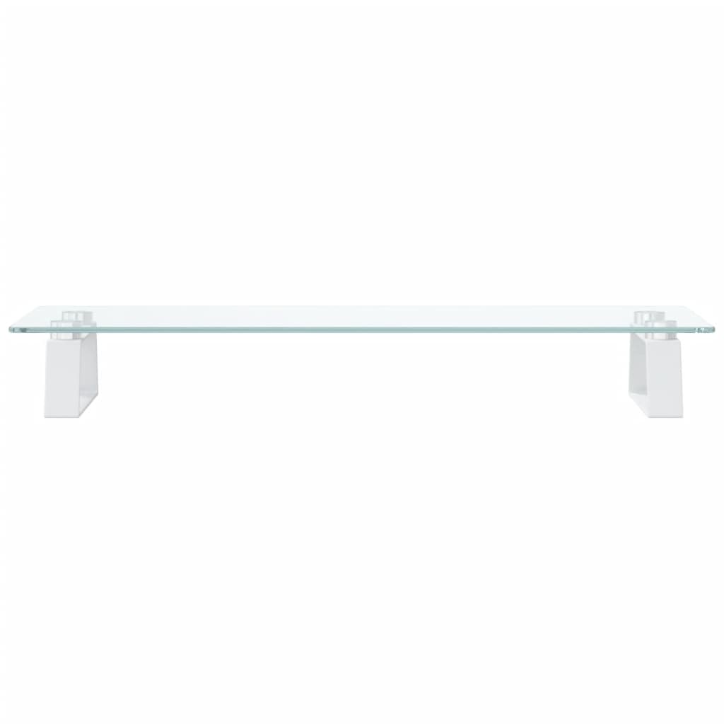 vidaXL Monitor Stand White 23.6"x7.9"x3.1" Tempered Glass and Metal