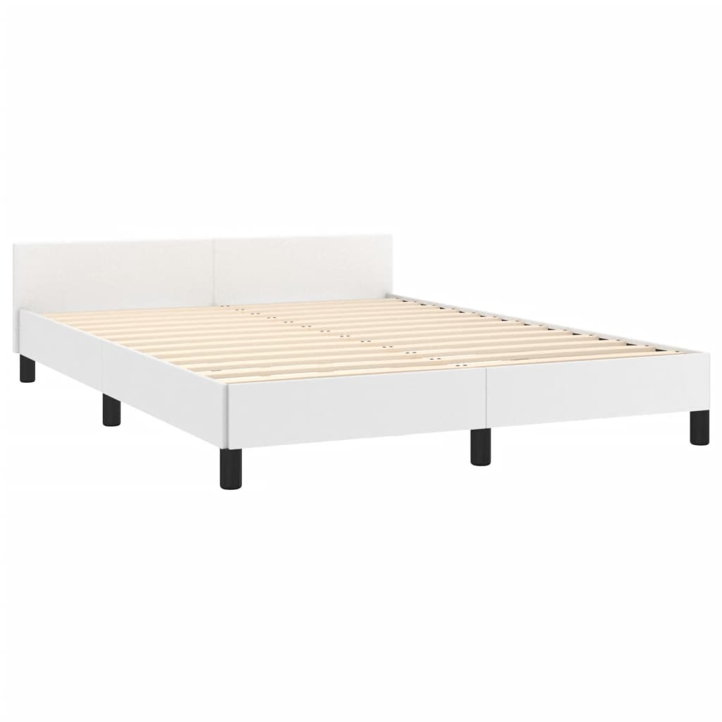 vidaXL Bed Frame with Headboard White 53.9"x74.8" Full Faux Leather