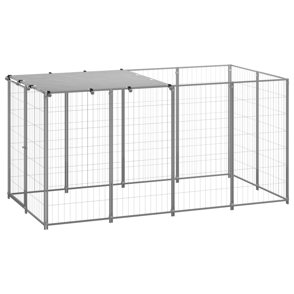 vidaXL Dog Kennel Silver 26 ft² Steel