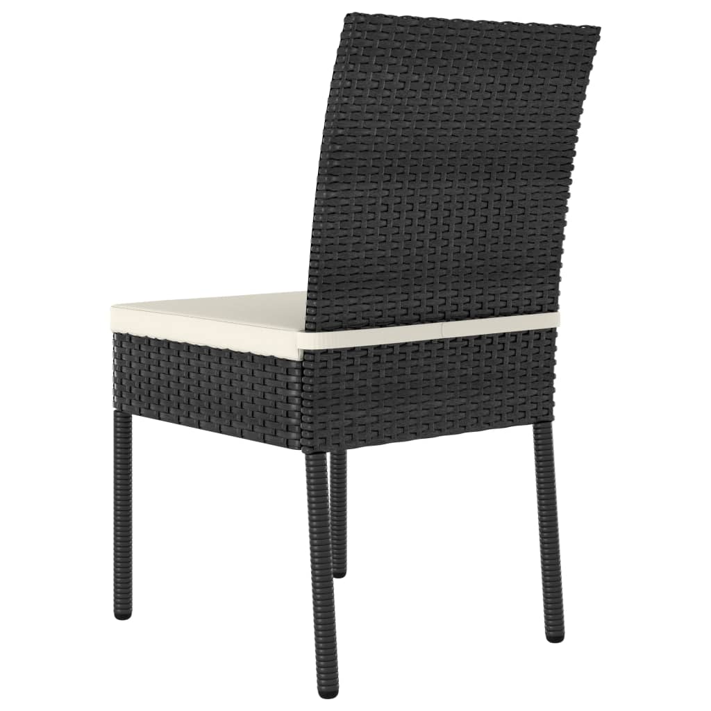 vidaXL 3 Piece Patio Dining Set Poly Rattan Black