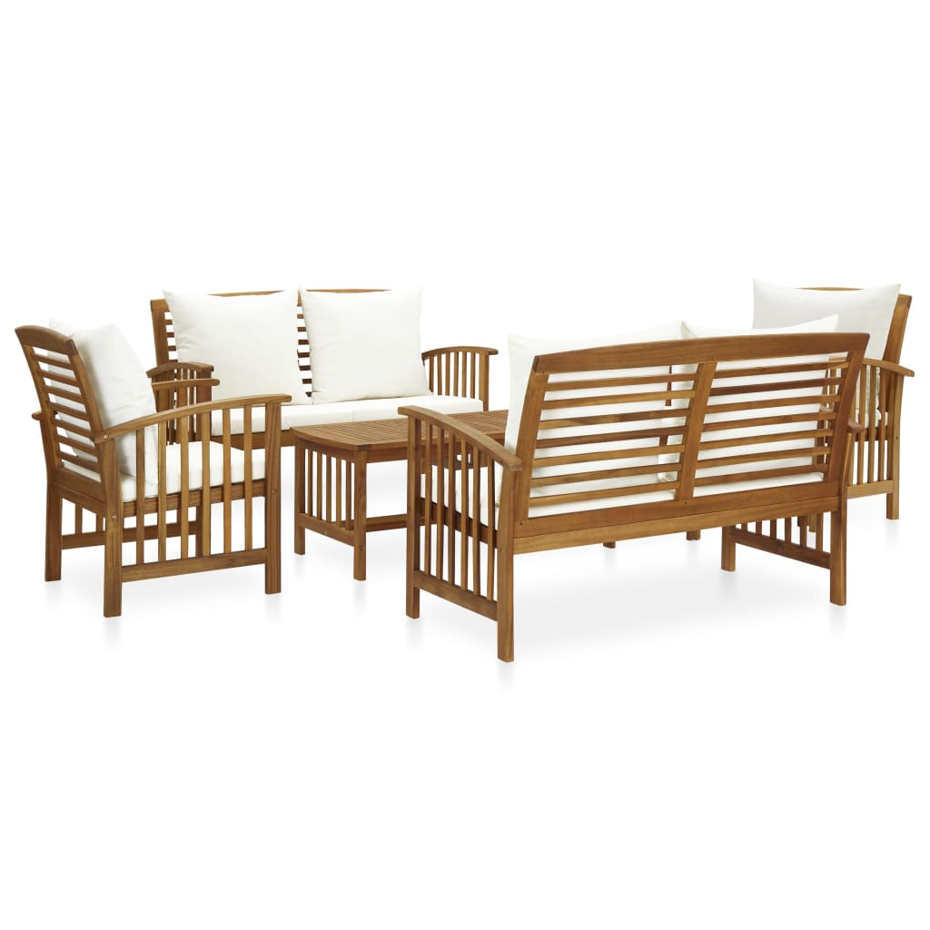 vidaXL 5 Piece Patio Lounge Set with Cushions Solid Acacia Wood