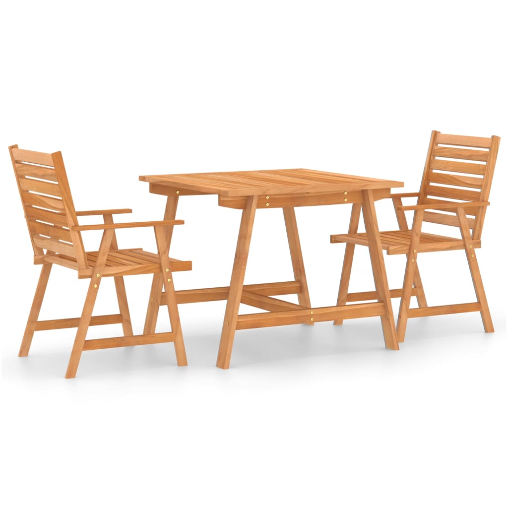 vidaXL 3 Piece Patio Dining Set Solid Acacia Wood