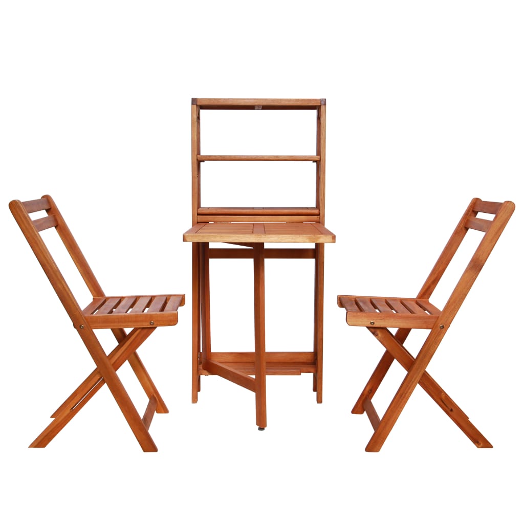 vidaXL 3 Piece Folding Bistro Set Solid Acacia Wood