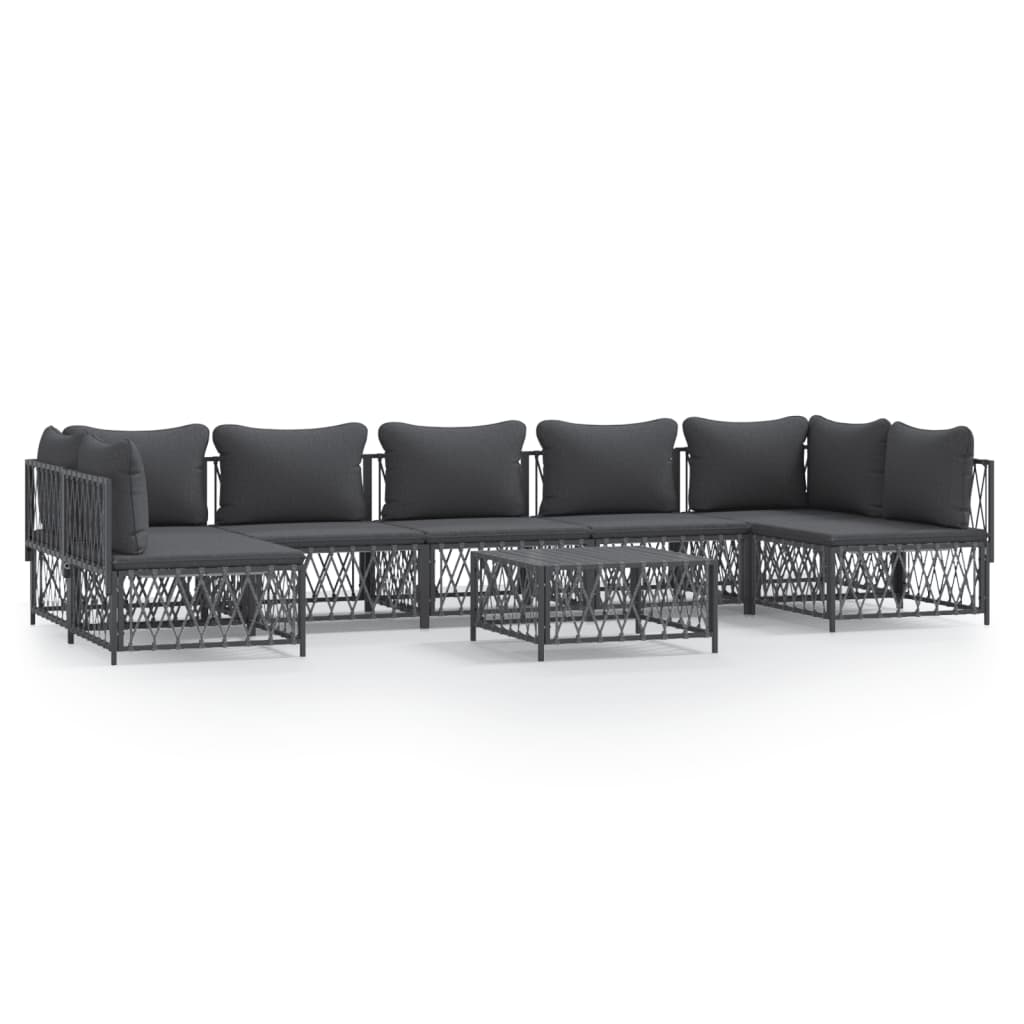 vidaXL 8 Piece Patio Lounge Set with Cushions Anthracite Steel