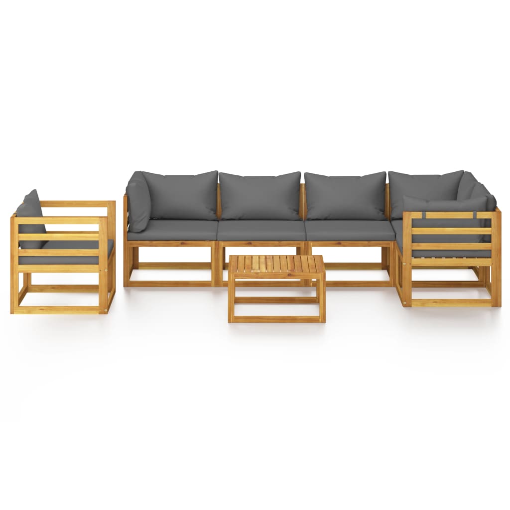 vidaXL 7 Piece Patio Lounge Set with Cushion Solid Acacia Wood