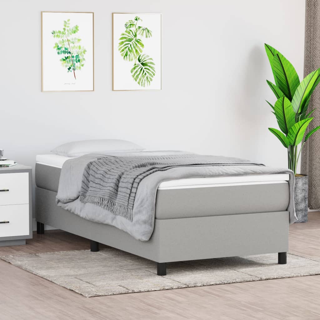 vidaXL Bed Frame without Mattress Light Gray Twin Fabric (US Only)