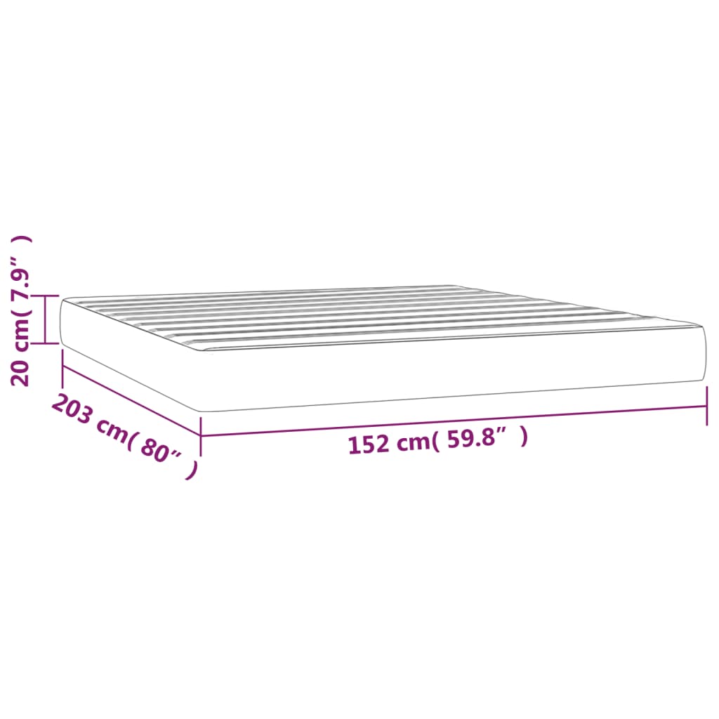 vidaXL Pocket Spring Bed Mattress Light Gray 59.8"x79.9"x7.9" Queen Velvet