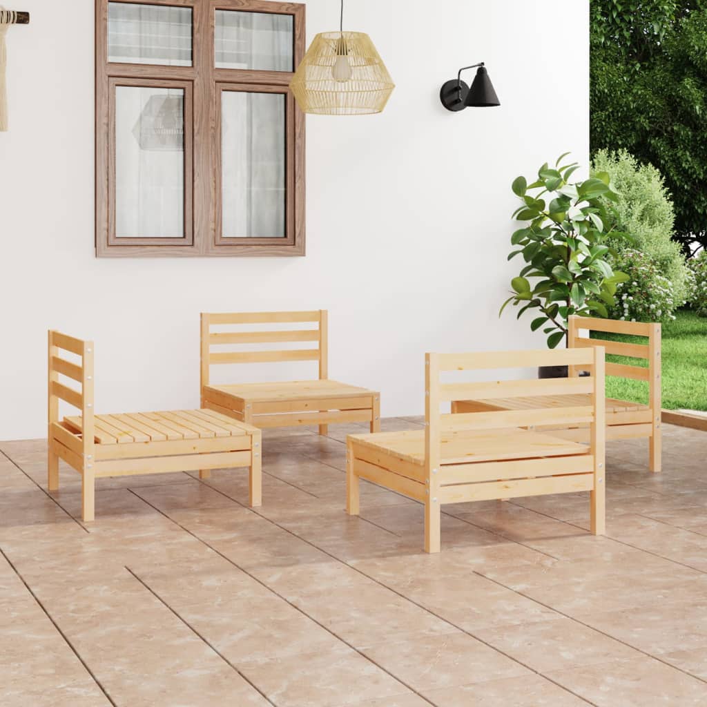 vidaXL 4 Piece Patio Lounge Set Solid Pinewood