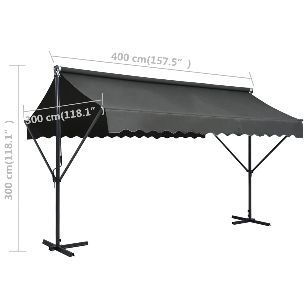 vidaXL Free Standing Awning 157.5"x118.1" Anthracite