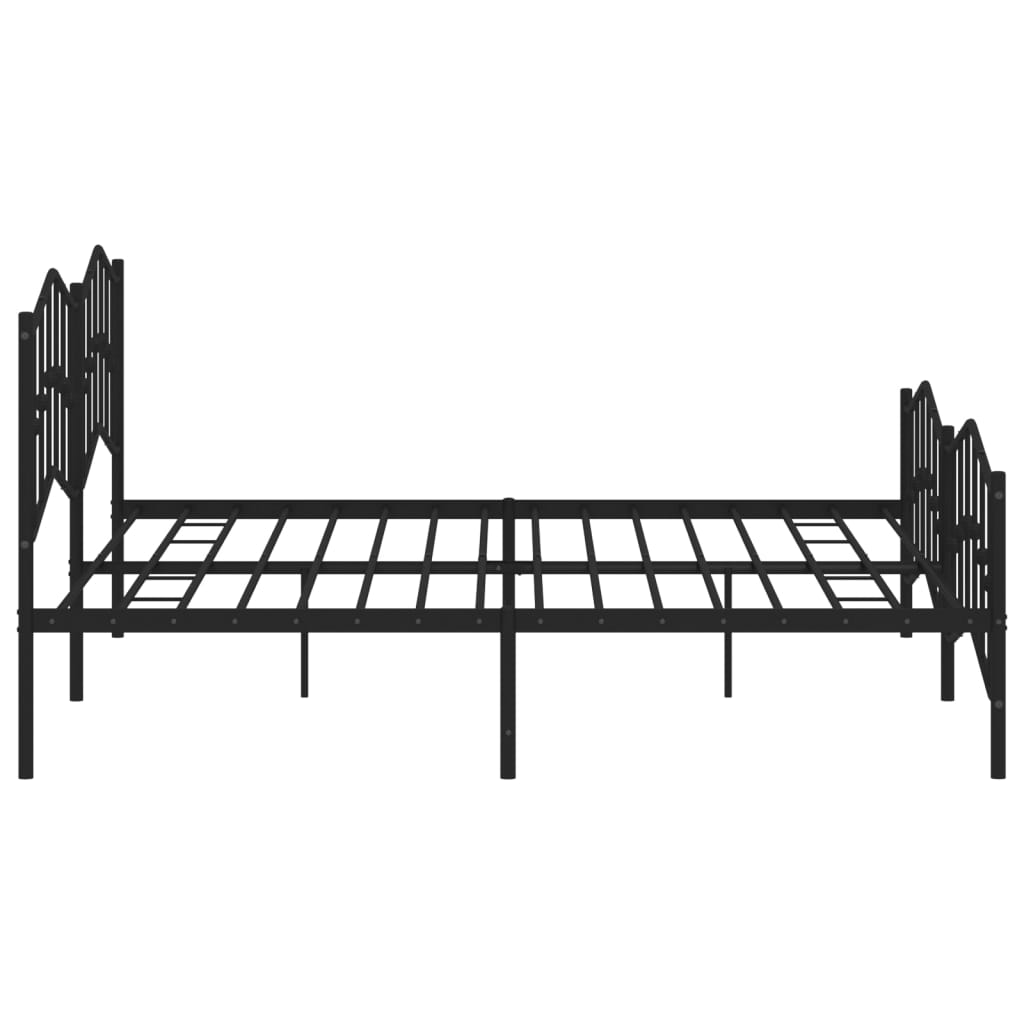 vidaXL Metal Bed Frame without Mattress with Footboard Black 76"x79.9"