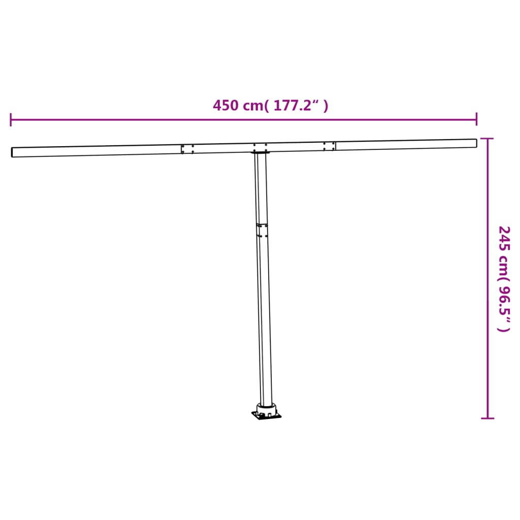 vidaXL Awning Post Set White 177.2"x96.5" Iron