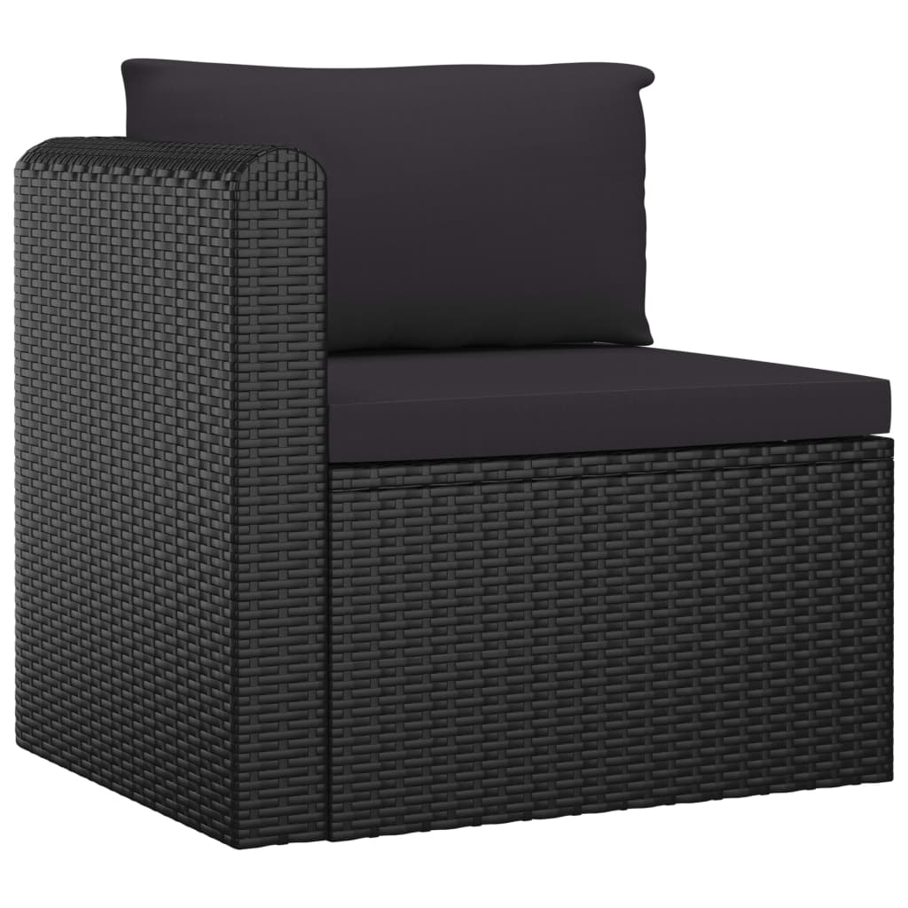 vidaXL 9 Piece Patio Lounge Set with Cushions Poly Rattan Black