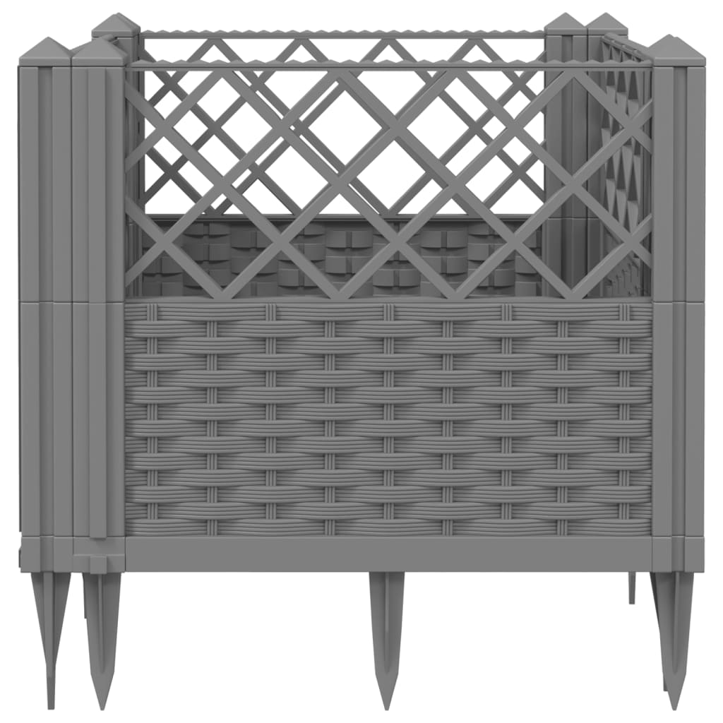 vidaXL Garden Planter with Pegs Light Gray 17.1"x17.1"x17.1" PP