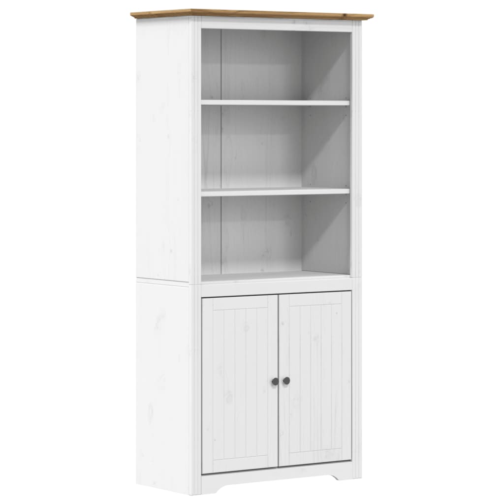 vidaXL Bookcase BODO White and Brown 32.3"x15.7"x68.1" Solid Wood Pine