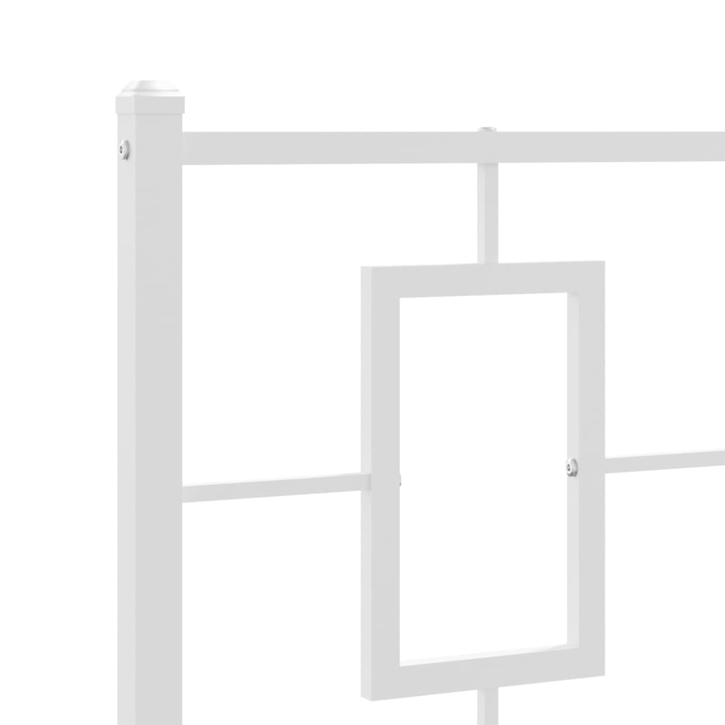 vidaXL Metal Bed Frame without Mattress with Footboard White 39.4"x78.7"