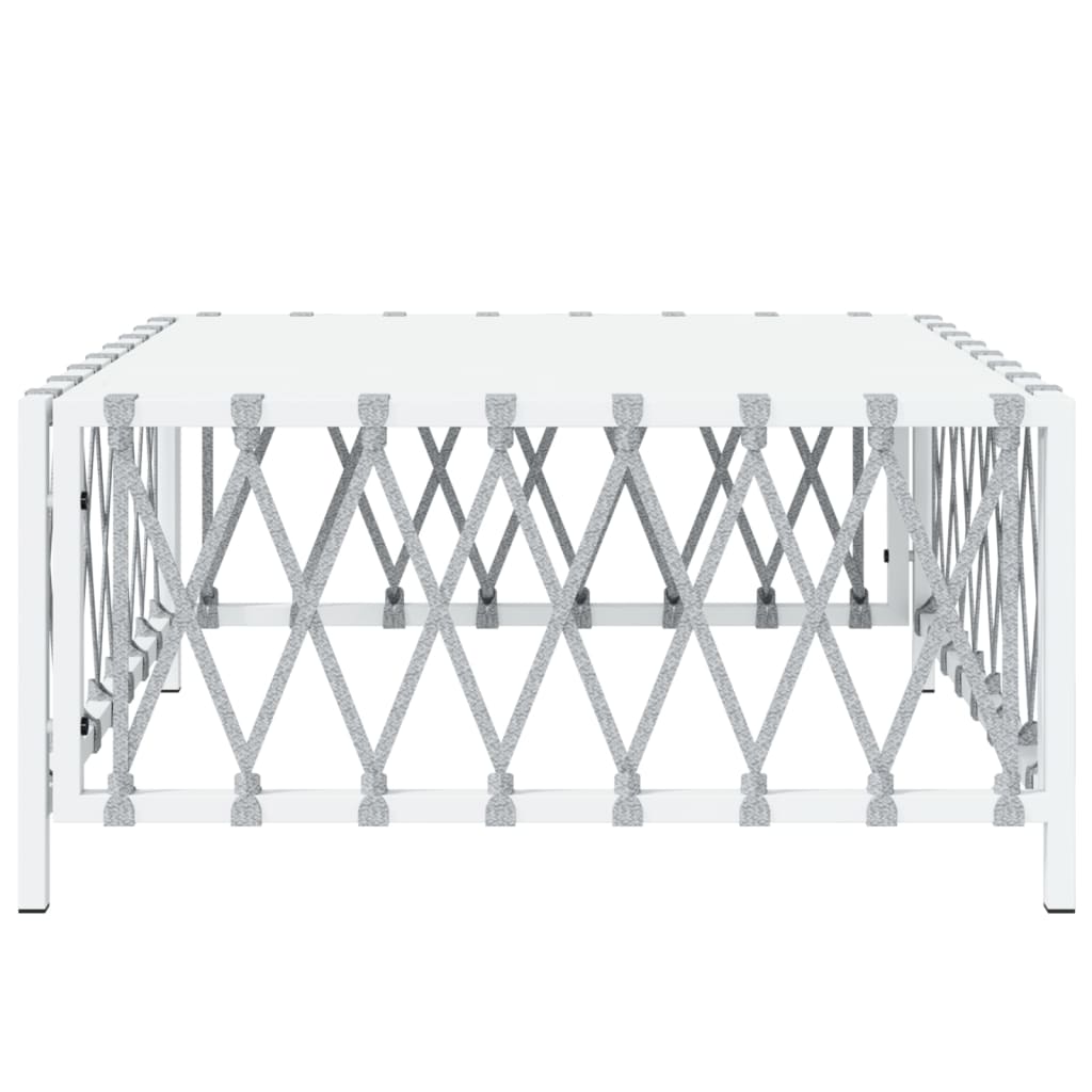 vidaXL Patio Table White 27.6"x27.6"x13.4" Woven Fabric