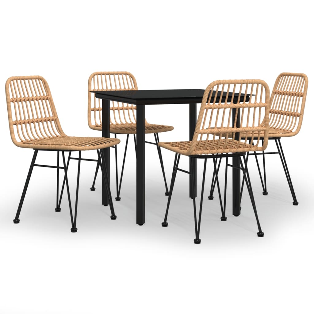 vidaXL 5 Piece Patio Dining Set Poly Rattan