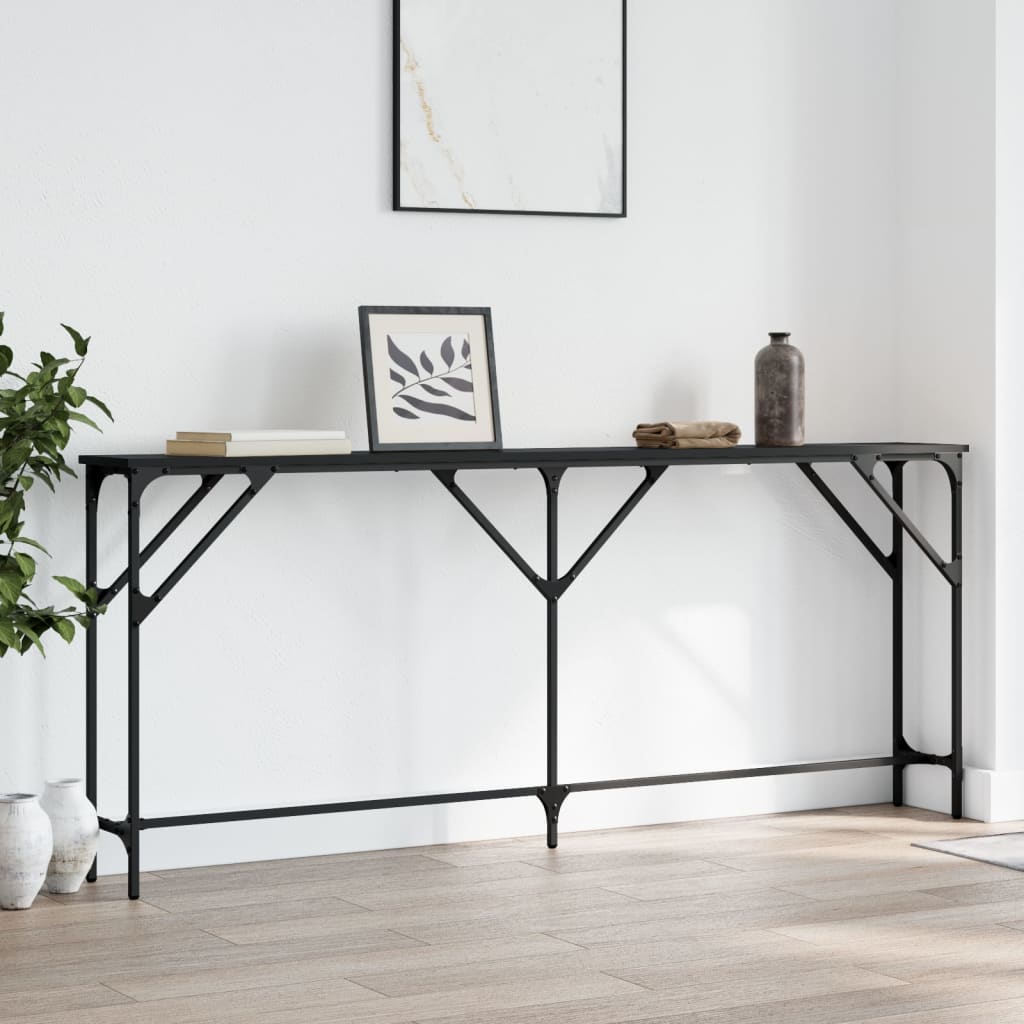 vidaXL Console Table Black 70.9"x9.1"x29.5" Engineered Wood