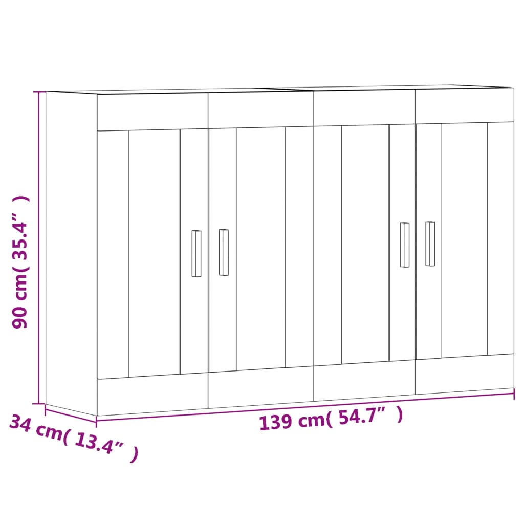 vidaXL Wall Mounted Cabinets 2 pcs Gray Sonoma Engineered Wood