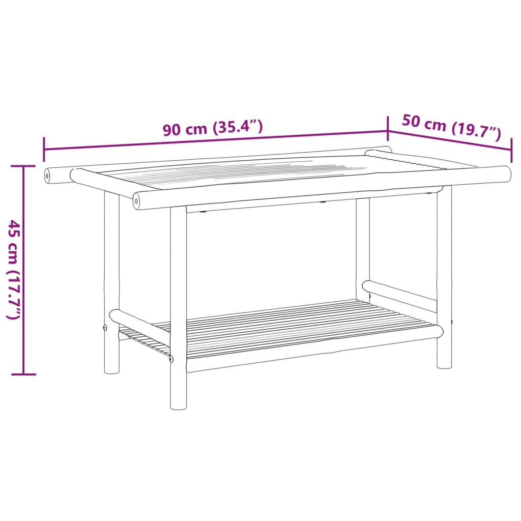 vidaXL Coffee Table 35.4"x19.7"x17.7" Bamboo